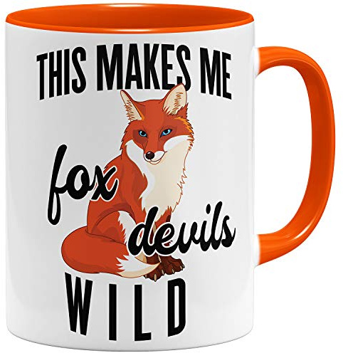 OM3® This makes me fox devils wild - Denglisch Tasse mit Spruch - Keramik Becher - 11oz 325ml - Beidseitig Bedruckt - Orange