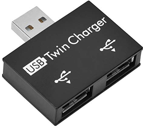 Conector USB Hub, Hub USB2.0 Macho a 2 Puertos USB Cargador Splitter Adaptador Convertidor(Negro)