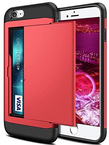 Coolden for iPhone SE 2022 Case Wallet Shockproof Hard Back Soft Bumper Heavy Duty Protective Phone Cases Card Holder Case Cover for iPhone 7/8/SE 2020/SE 2022-Red