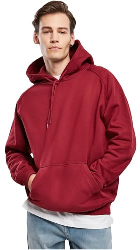 Urban Classics Herren Kapuzenpullover Blank Hoody, klassischer Hoodie für Männer, Loose Fit, 4XL, Burgundy