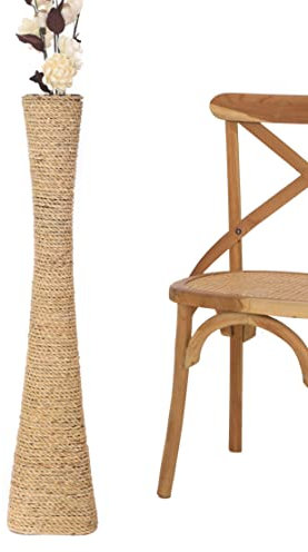 Leewadee Bodenvase für Dekozweige hohe Standvase Design Holzvase, Wasserhyazinthe, 90 cm, Natur