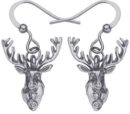 DUOWEI Süße Hirschgeweih Ohrringe Süße Hirsch Tropfen Baumeln Vintage Schmuck Geschenk für Frauen Mädchen (Grau)