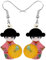 DUOWEI Cute Anime Kimono Dolls Acrylic Earrings Dangle Jewelry Gifts for Women Girls Teens Lovers (Navy)