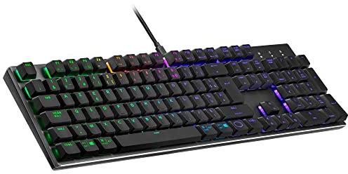 Cooler Master SK652 Mechanische Tastatur (Full-Size) – Mit flachen, schwebenden Tasten, RGB-Beleuchtung, kabelgebundener USB-Typ-A-Anschluss, PC- und MacOS-kompatibel – FR-Layout, Rote Schalter
