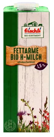 frischli fettarme Bio H-Milch 1,5% ultrahocherhitzt, 12er Pack (12 x 1 l)