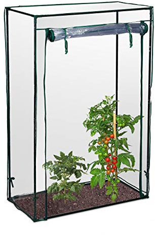 Relaxdays Tomatengewächshaus, Garten, Balkon, Foliengewächshaus Tomaten, HBT 150x100x50cm, Stahl & Folie, versch. Farben