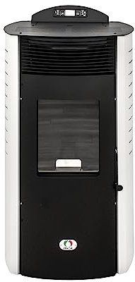 STUFE A PELLET ITALIA Siberia Aria New 15 KW - Estufa de aire ventilada, calienta 140 m², eficiencia 92 %, autonomía 30 h, programable, 5 velocidades y potencias, color blanco