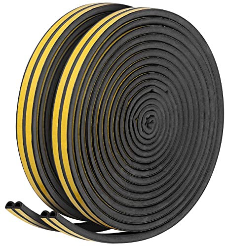 AGT Fensterdichtband: 2er-Set Profil-Dichtungsbänder, 4x 8 m, selbstklebend, schwarz (Fensterdichtungsband, Gummidichtband, Isolierband)