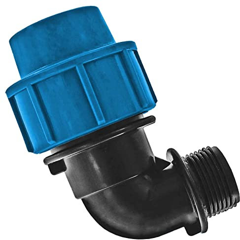 PP Fitting Klemmverbinder Verschraubung - Winkel 90° mit 1/2 Rohr Zoll Außengewinde AG für PE Rohr-Außendurchmesser 25mm