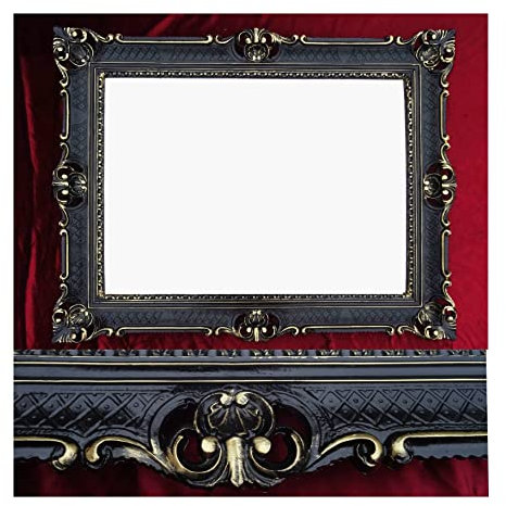 Generisch WANDSPIEGEL BAROCKSPIEGEL Spiegel 90x70 cm ANTIK BAROCK Rokoko Shabby CHIC Renaissance JUGENDSTIL Retro Design MIT ORNAMENTVERZIEHRUNGEN LUXURIÖS PRUNKVOLL (SCHWARZ/Gold DUALCOLOR) 58SP