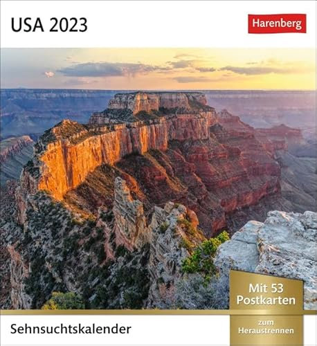 Sehnsuchtskalender USA - Kalender 2023 - Harenberg-Verlag - Postkartenkalender mit 53 heraustrennbaren Postkarten - 16 cm x 17,5 cm, multicolor