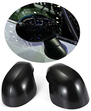 MINI F54-F60 Nach Juli 2019, Glänzend Schwarz Spiegelkappen, Autotür Seitenspiegelabdeckungen Für Mini Cooper One/D/SD/S/JCW F-Serie F54 F55 F56 F57 F60(Schwarz glänzend, F-Serie mit Lichtloch)
