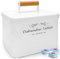 ELITAPRO Dishwasher Pods Container with Lid - Farmhouse Metal Dishwasher Pods Holder for Kitchen Organization - Dishwasher Tablets Storage - Kitchen Decor and Accessories (White)