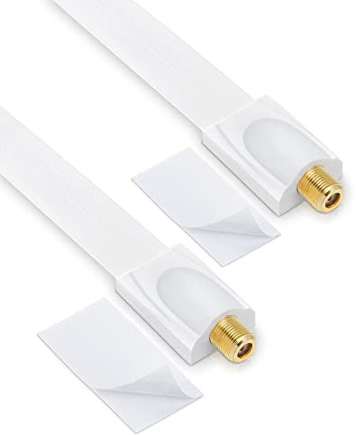 conecto Fensterhülse 26cm, F-Stecker auf F-Buchse, 2 Klebepads, vergoldet, Kupfer, 2 Stück