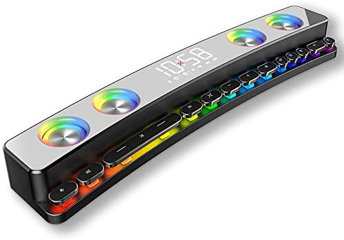 inBEKEA Dynamique RGB Ordinateur Parleurs, Bureau PC Gaming Parleurs Barre de Son, avec Bluetooth 5.0, Lumières RGB Froides, Affichage à LED, pour PC,Bureau,Ordinateur Portable,TV, Alimenté par USB