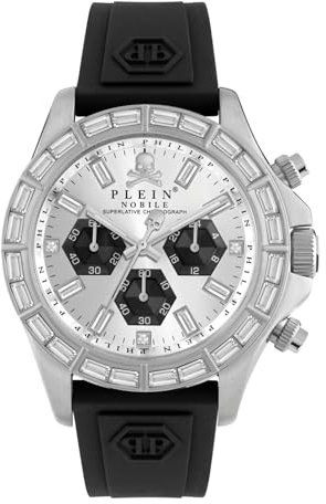 Philipp Plein Herren Analog Quarz Uhr mit Silikon Armband PWVAA0123