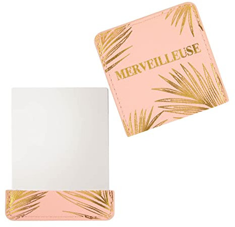 DRAEGER PARIS 1886 - Miroir de Poche Merveilleuse avec Étui Rose - Miroir Carré Portable 8x8.5cm pour Maquillage - Idée Cadeau Femme: Anniversaire, Noël, Amie - Accessoire Chic et Élégant
