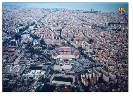 Displate FC Barcelona Metal Poster Barcelona Poster Fc Barcelona Deko Barcelona Plakette FC Barcelona Fanartikel FC Barcelona - Camp Nou - Overhead Poster 32x45cm