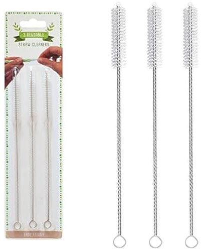 3 Straw Cleaning Brushes - Reusable Straw Cleaners, Eco-Friendly, Kettle Spout Brush, Nylon Straw Brush, Flask, Bottle Pipe, Baby Bottle Cleaner