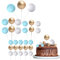 30 Pcs Mini Balloon Cake Topper, Blue and Gold Foam Balls Cake Decorations, DIY Foam Ball Pearl Ball Cupcake Topper for Baby Shower Wedding Anniversary Birthday Party (White&Gold&Blue)