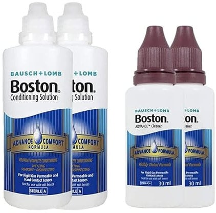 Bausch & Lomb Boston Contact Lens Cleaning Bundle, Contains 2X Advance Cleaner for RGP Lenses 30ml and 2 x Advance Formula Conditioning Solution - 120ml