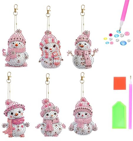 Starnearby DIY Diamond Painting Schlüsselanhänger Doppelseitig Diamant Malerei Schlüsselbund Anhänger Geschenke für Kinder Frauen Familie Festliche