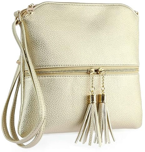 HANDBAG EXPRESS - Anspruchsvolle Umhängetasche aus PU-Leder für Damen - Ihr perfekter zierlicher Begleiter, Gold