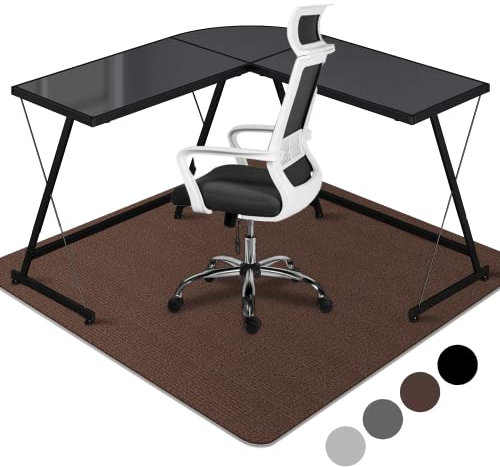 Aothia Groß Schreibtischstuhl Unterlage | 140x160cm Bürostuhlmatte/Unterlage für Stühle | Kratzfest Bodenmatte Stuhlunterlage | Bodenschutzmatte für Laminat, Parkett und Hartböden Kaffee