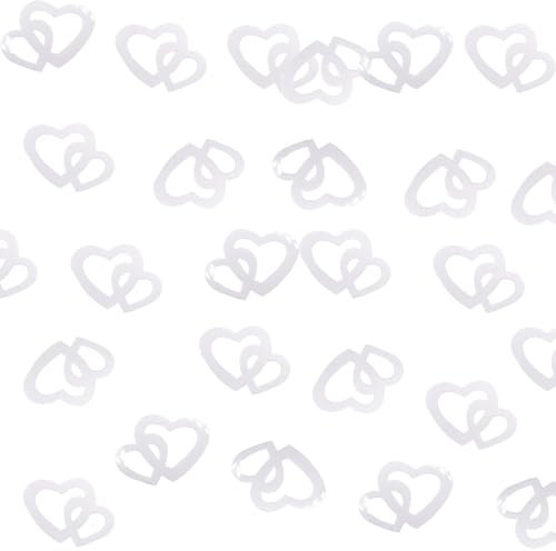 ENLACE Herz Konfetti Hochzeit Streudeko,300 Stück Weiß Konfetti Tischdeko Geburtstag,3,1cm Glitzer Konfetti Groß,Doppel Herzen Pailletten Tischdeko Hochzeit,Confetti für JGA Valentinstag Party(Weiß)