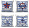 ASDCXZ Maritim Kissenbezug 40x40 cm 4er Set, Rot Blau Anker Kompass Segelboote Weiß Sofa Dekokissen Kissenbezüge Kissenhülle Waschbar Polyester Flachs Textil Outdoor Kopfkissenbezug Kissen Bezug
