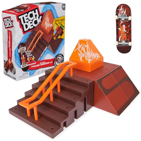 Tech Deck X-Connect-Rampenset - Pyramid Shredder 2.0, Rampenset mit authentischem Finger-Skateboard der Marke Toy Machine und Zubehör, Rampe beliebig umbaubar, ab 6 Jahren