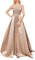 YIAX180 Robe de bal à paillettes asymétrique pour femme Robe de soirée en satin avec fente, rose gold, 38