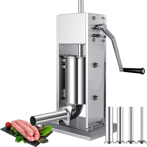 URJWAN Vertical Homemade Sausage Maker, Sausage Stuffer Machine, Manual Sausage Stuffer, Sausage Stuffer, Sausages and Hot Dogs Can Be Processed at One Time,5L