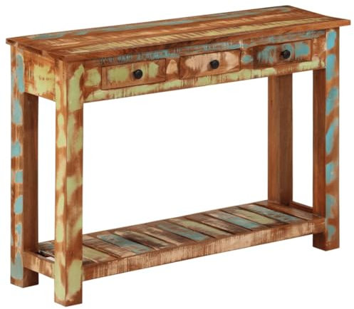 vidaXL Table console en bois recyclé marron – Couloir/canapé/thé – Bois de manguier massif 110 x 30 x 76 cm Style moderne/rustique