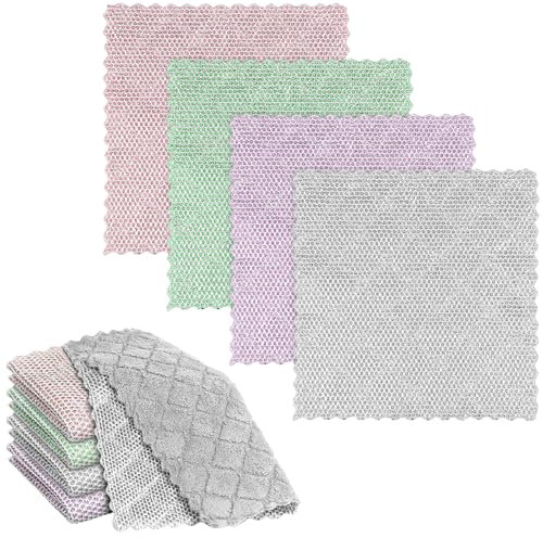 Nialnant Lot de 4 chiffons de vaisselle polyvalents en fil métallique anti-rayures pour casseroles et éviers, cuisinières humides et sèches