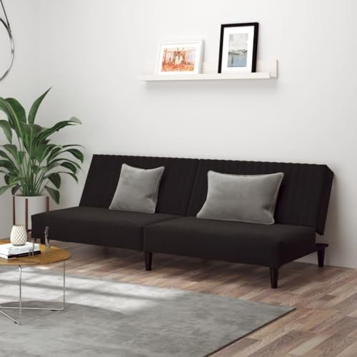 Tidyard Schlafsofa 2-Sitzer Bettsofa Schlafcouch Couch Sofa mit Schlaffunktion Bettsofa Gästebett Sofabett Tagesbett Schwarz Samt