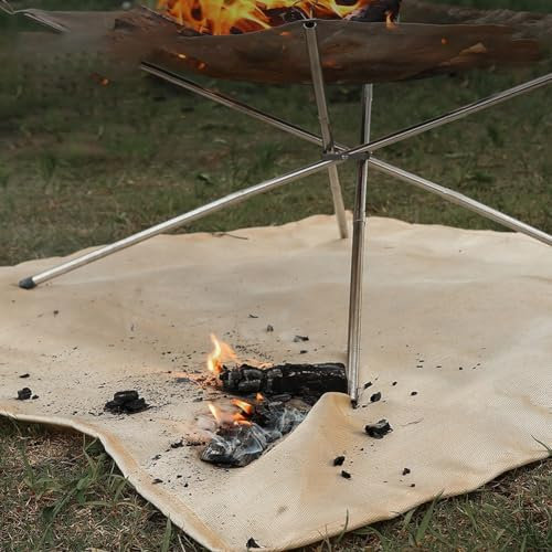Tapis ignifuge pour barbecue - Tissu ignifuge - Protège la terrasse et le ciment - Résistant à la chaleur (28 x 28 cm)