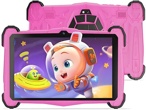 Semeakoko Kids 7 Inch Tablet-Android 14 Tablet for Ages(3-12),Octa-Core,10G RAM+64GB ROM,WiFi6,Bluetooth 5.0,Parental Controls,Compatible with Google Play,Gift for Kids,Shockproof Case (Pink)