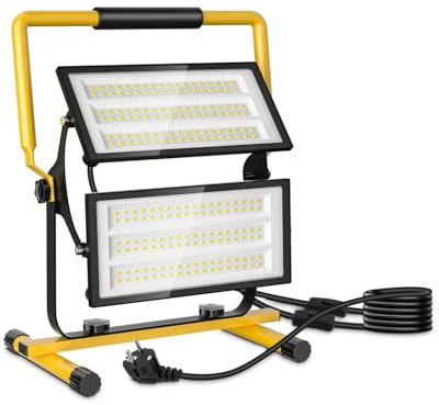Bellanny Projecteur de Chantier LED 200W 20000 LM, Lampe de Travail LED 6500K Blanc Froid avec Commande de Commutateur Indépendante, Éclairage de Chantier Étanche IP66 pour Garage Atelier Chantier