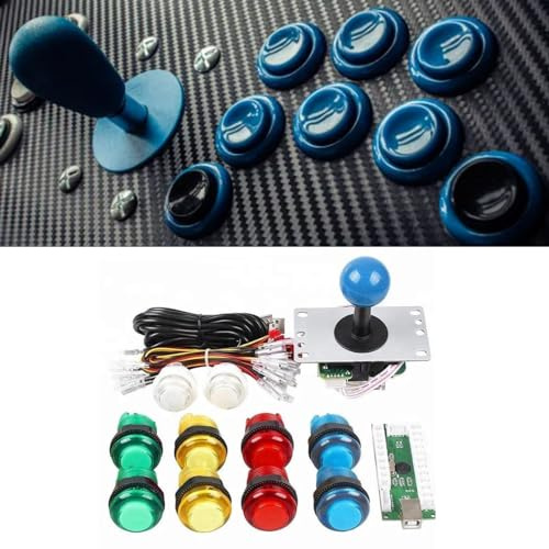 Tbest DIY Joystick Kit Platine Joystick USB PC Joystick Beleuchtete Tasten Game Controller für Gaming-Enthusiasten