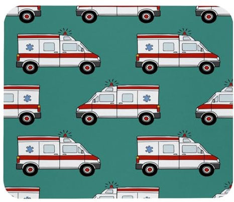 VAPOKF Tapis de souris de jeu, tapis de souris imprimé voitures d'ambulance pour bureau, maison, bureau, base en caoutchouc antidérapant, tapis de souris pour ordinateur portable