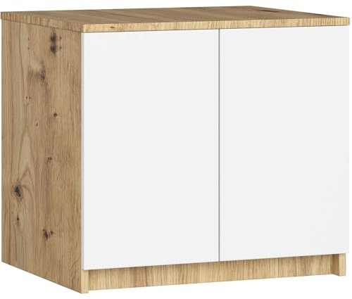 AKORD Schrankaufsatz S60 60 cm | mit 2 Türen | Garderobenerweiterung | Erweiterung für einen Kleiderschrank | Deckenschrank | B60 x H55 x T51 cm | Gewicht 21,00 kg | Artisan Eiche/Weiß