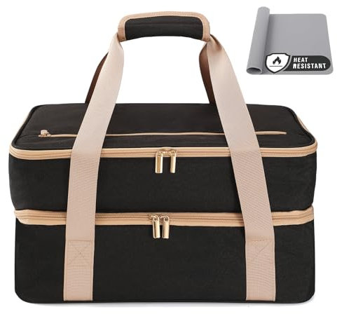 Joyfol Day Double Insulated Casserole Carriers, Casserole Dish Carrier for Hot or Cold Food, Insulated Food Carrier for Potlucks, Parties, Picnics, Beach, Foil Pan Carrier Fits 11 x 15/9 x 13