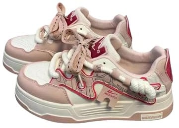 Y2K Niedliche Wander-Sneaker für Damen, modische und bequeme Sneaker mit klobiger Sohle, Retro-Stil und Dopamin-Farbe, Plateauschuhe, Pink, 39 EU