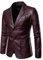 OULIWANGLUO Ledermantel Herren Leder Trenchcoat Slim Fit Revers Anzug Lederjacke Einfarbig Leather Jacket Windbreaker (Fuchsia,3XL)