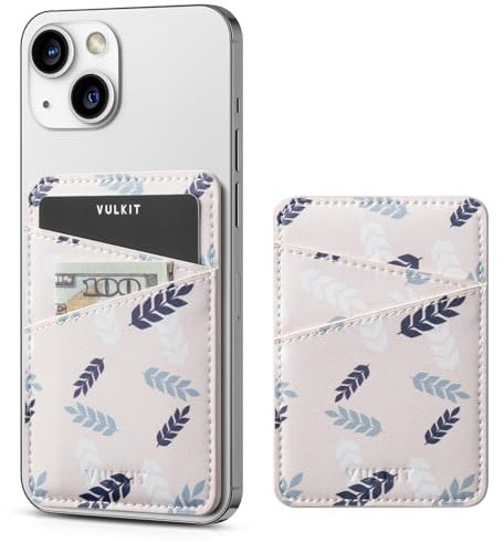 VULKIT Porte-Cartes de téléphone en Cuir Fin avec Fermeture adhésive RFID pour l'arrière du Smartphone