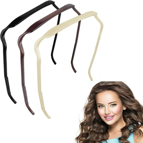 Curly Thick Hair Headband,3 Stück Lockiges Stirnband,Unsichtbarer Haarreifen Eckiger Haarreif für Sonnenbrillen,Frisuren-Fixierwerkzeug,Styling-Zubehör für Männer und Frauen