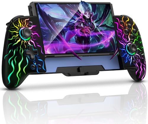 Controller per Nintendo Switch, Controller Switch per Modalità Portatile con Turbo/1000mAh/Programmabile/Giroscopio a 6 Assi per Nintendo Switch/OLED(Fiamma)
