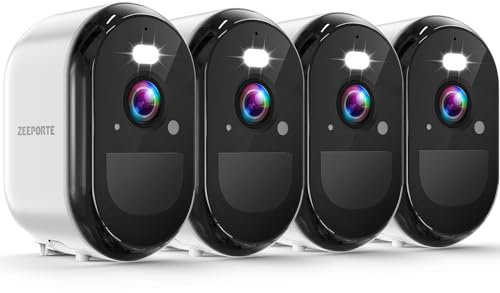 2K Security Cameras Wireless Outdoor, WiFi Battery Powered Indoor Camera for Home Security with AI Motion Detection, Spotlight, 2-Way Talk, Siren, IP65, Cloud/SD Storage - 4 Pack