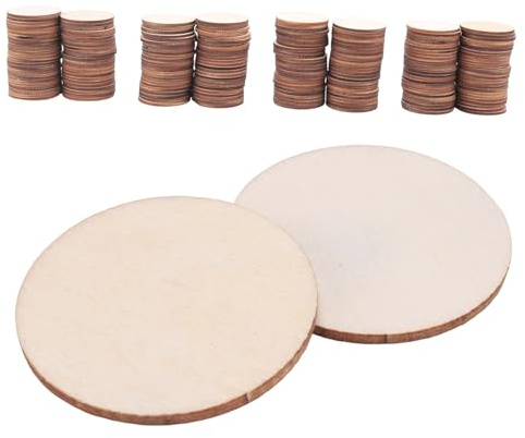 Gvvsjgdbis 200 Pieces Unfinished Wood Slices Round Disc Circle Wood Pieces Wood Chip for Craft (1.5 Inch)